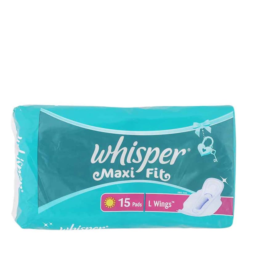 B1 Whisper Large Maxi Fit Wings Sanitary Napkins 15 pads