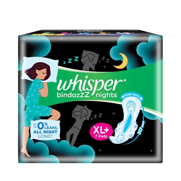 UT1 Whisper Bindazzz Nights Heavy Flow Sanitary Napkins XL+